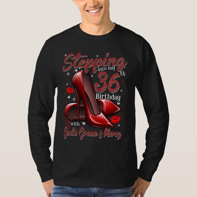 Camiseta High Heels Stepping Into My 36th Birthday 36 and F (Frente)