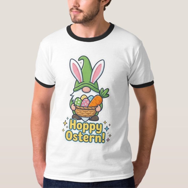 Camiseta High-quality "Hoppy Easter" gnome illustration (Frente)