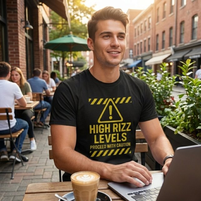 Camiseta High Rizz Levels Caution Sign Funny Gen Z Slang (Criador carregado)