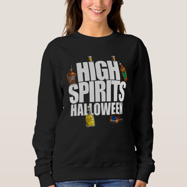 Camiseta High Spirits Halloween Diversão Garrafa de Bebida  (Frente)