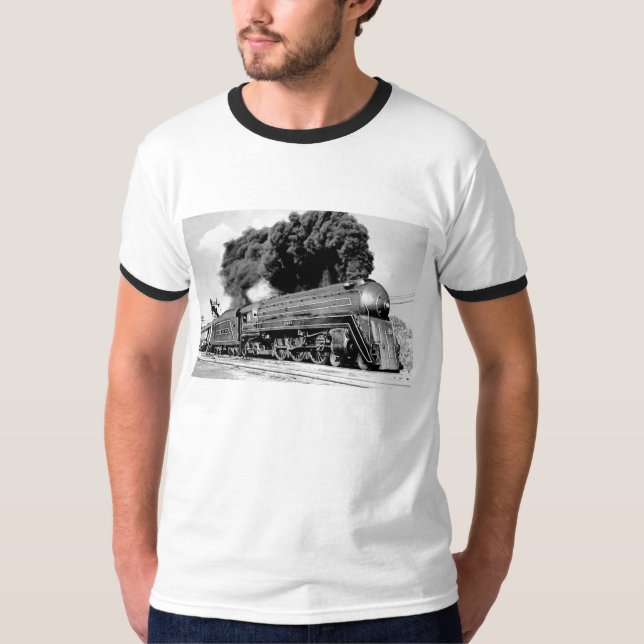 Camiseta Highball ele! Locomotiva de fumo do vintage (Frente)