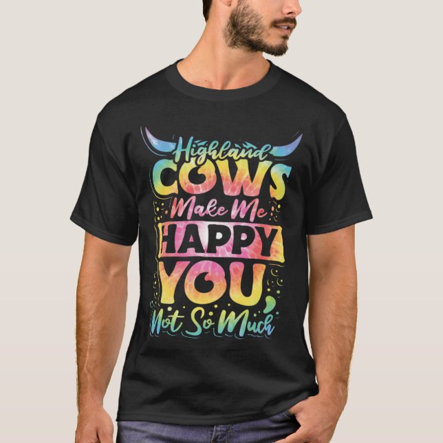 Camiseta Highland Cattle Cute Highland Cows Make Me Happy f (Frente)