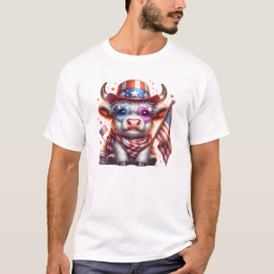 Camiseta Highland Cow 4 de julho Sublimation Clipart-60643