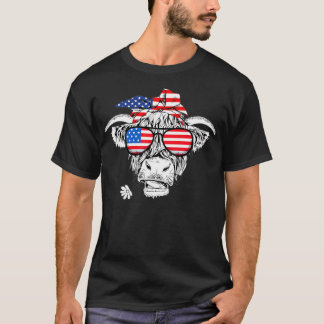 Camiseta Highland Cow American Independence Day 4 de julho
