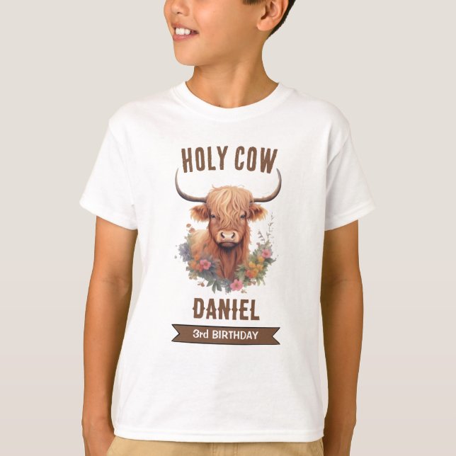 Camiseta Highland Cow Birthday (Frente)