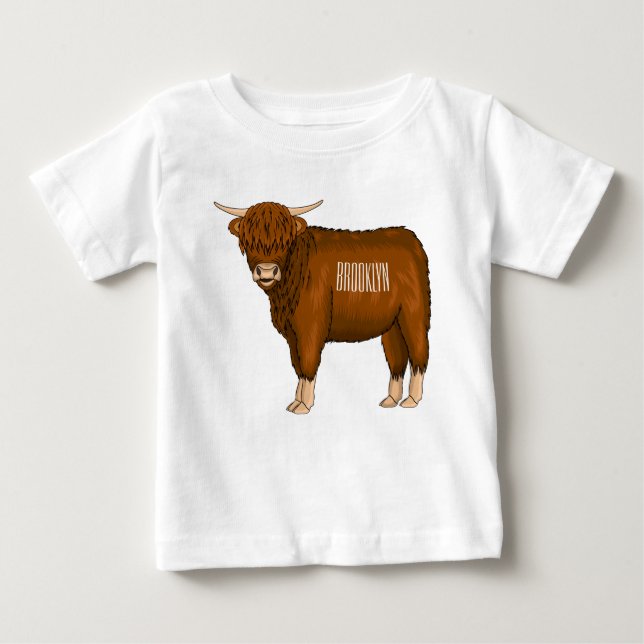 Camiseta Highland cow cartoon illustration (Frente)
