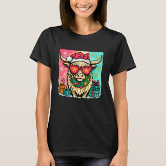 Camiseta Highland Cow Christmas Xmas Mistletoe Santa Tis Th