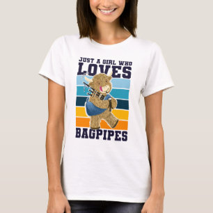Camiseta Highland Cow É Apenas Uma Garota Que Ama Bagpipe