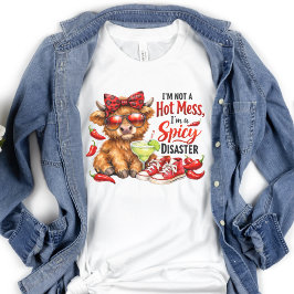 Camiseta Highland Cow Hot Mess Funny Humorous Sarcastic