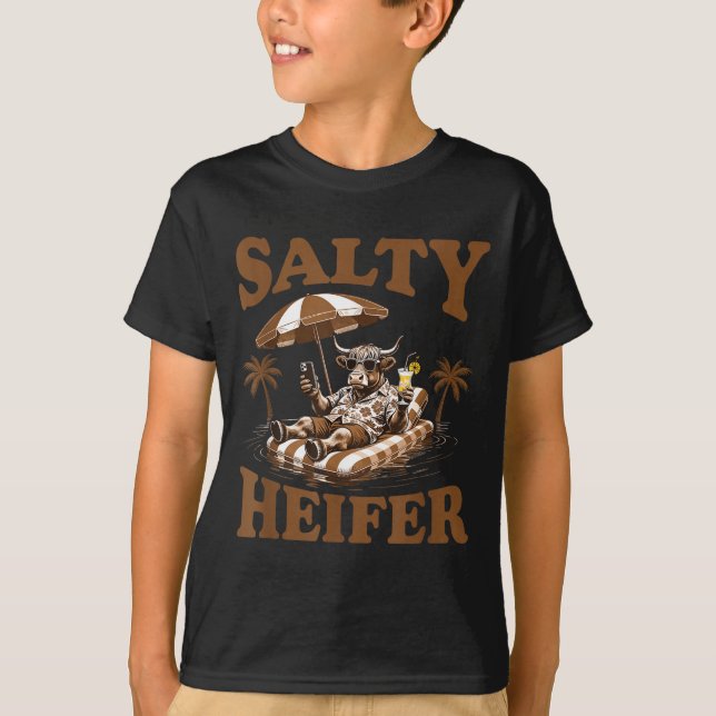 Camiseta Highland Cow Lovers Salty Heifer Trocal For Women  (Frente)