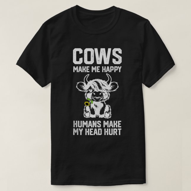 Camiseta Highland Cow me faz feliz que os humanos façam a m (Frente do Design)