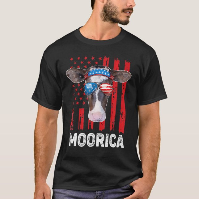 Camiseta Highland Cow Moorica 4 de julho Dia da Independênc (Frente)