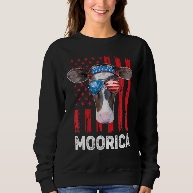 Camiseta Highland Cow Moorica 4th July Independence Day Ame (Frente)