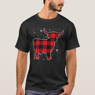 Camiseta Highland Cow Red Buffalo Xadrez Natal Pajama