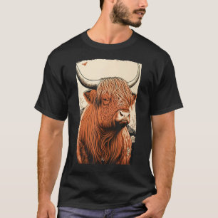 Camiseta Highland Cow Scottish Cattle Ukiyo 1