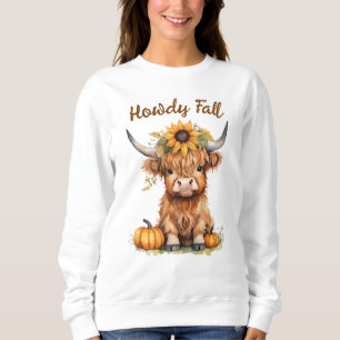 Camiseta Highland Cow Sunflower Pumpkins outono
