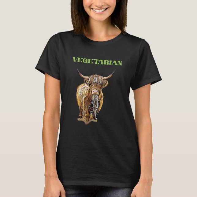 Camiseta Highland Cow  Vegetarian (Frente)