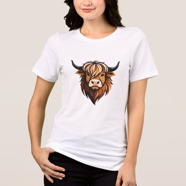 Camiseta Highland Cow Vetor Art Animal Moderna Cidade Urban (Frente)