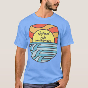 Camiseta Highland Lake Connecticut CT Alma de Férias Sunset