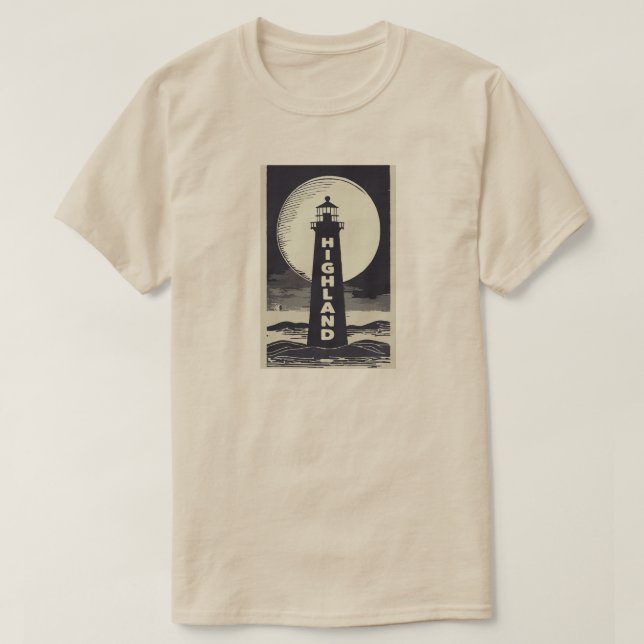 Camiseta Highland Lighthouse Massachusetts Moon (Frente do Design)