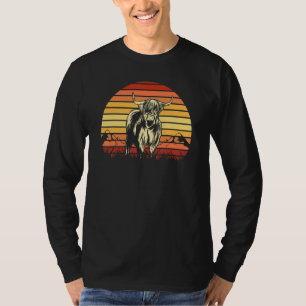 Camiseta Highland Scottish Bull Horns Retro Vintage Sunset