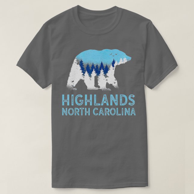 Camiseta Highlands North Carolina NC Bear Blue Ridge Mounta (Frente do Design)