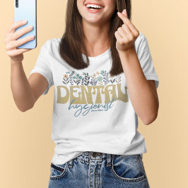Camiseta Higienista Dental Personalizada Floral Data Estabe