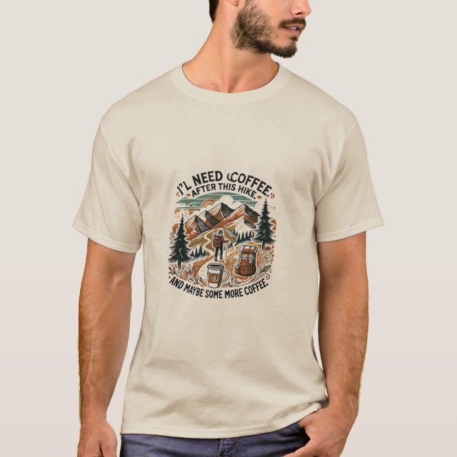 Camiseta Hiker's Coffee Fix - Hiperligação e Adventure T-Sh (Frente)