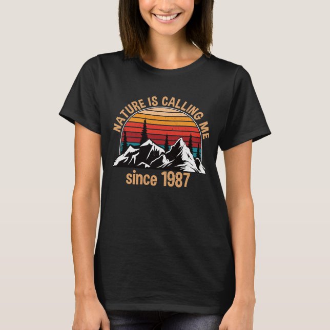 Camiseta Hiking Hiker Birthday 1987 Funny Gift (Frente)