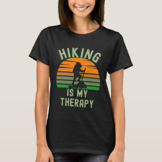 Camiseta Hiking is My Therapy Inspirational Quote Hiker Cli