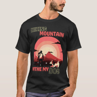 Camiseta Hiking-Mountain-With-My-Dog-Retro-Sunset-Adventure