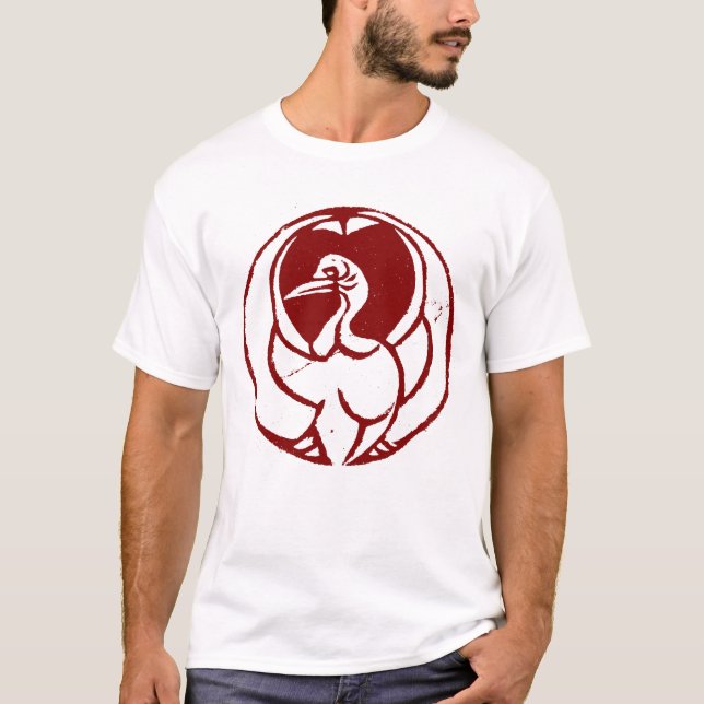 Camiseta Hikosaburo Yakusha Mon - Tsura Crane Kabuki Mon (Frente)