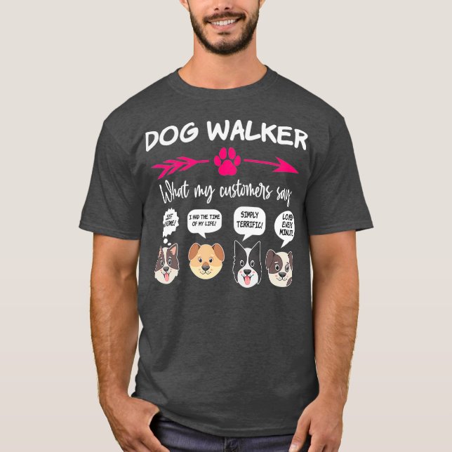 Camiseta Hilariant Dog Walker Oferece Pups Engraçados Pet D (Frente)