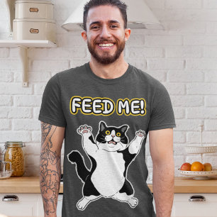 Camiseta Hilário "Alimente-me!" Cat / Arte Gráfica