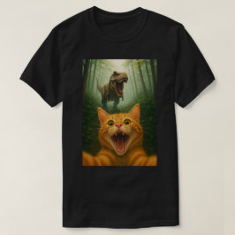 Camiseta Hilarious Cat Selfie com T-Rex - Cat Selfie Art