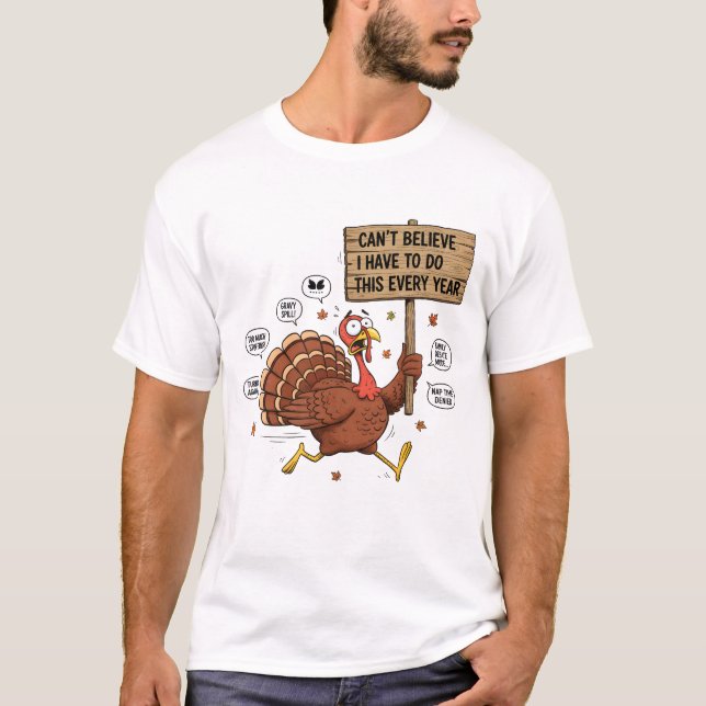 Camiseta Hilarious Thanksgiving Stress Cartoon (Frente)