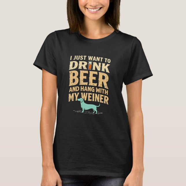 Camiseta Hilarious Weiner Beer Dog (Frente)