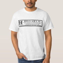 Camiseta Hillary Clinton - etiqueta de aviso