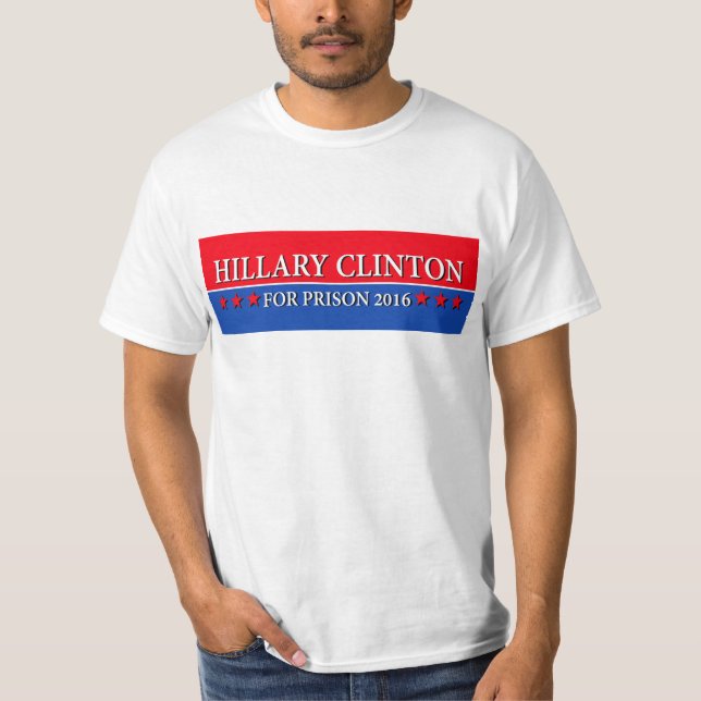 CAMISETA "HILLARY PARA A PRISÃO 2016 " (Frente)