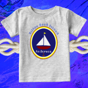 Camiseta Hillton Head Island Cute Sailboat Anchor e Nome