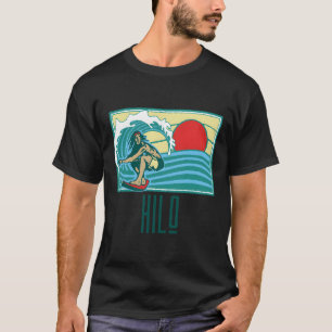 Camiseta Hilo Hawaii Vintage Surfer Wave Retro Graphic