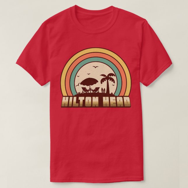 Camiseta Hilton Head Beach Retro Sunset (Frente do Design)