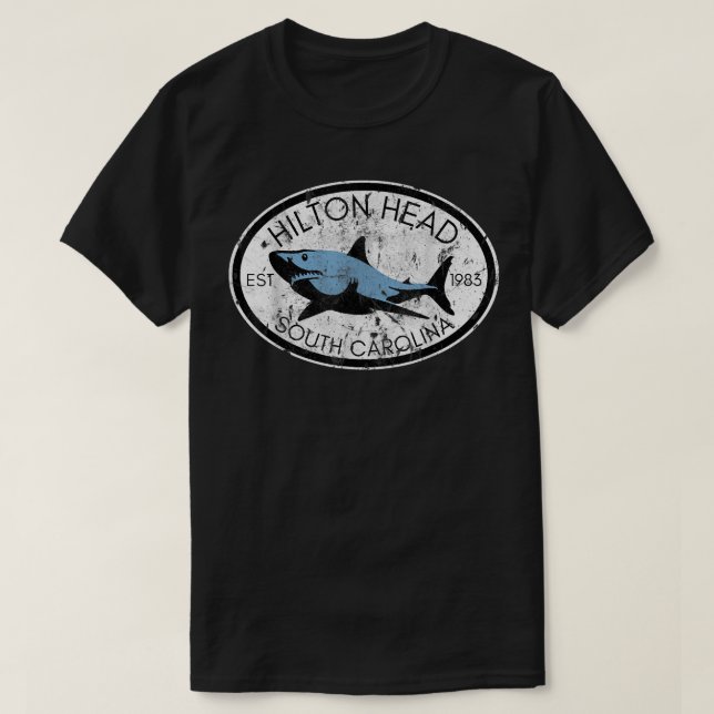 Camiseta Hilton Head Island South Carolina Tubarão de Pesca (Frente do Design)