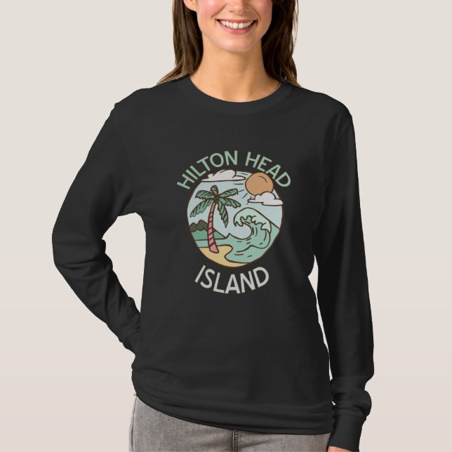 Camiseta Hilton Head Island Tropical Beach Vacation Souveni (Frente)
