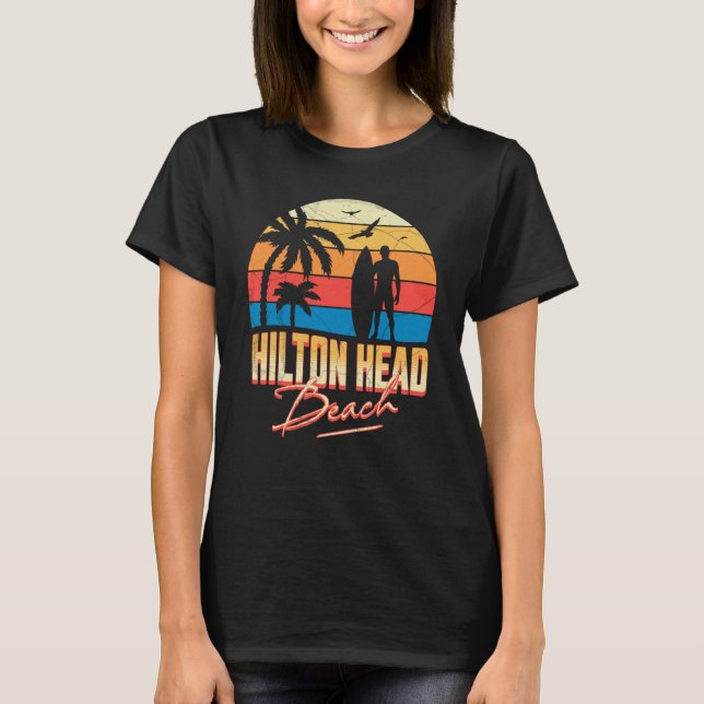 Camiseta Hilton Head South Carolina Surfing Surf Summer Vac (Frente)