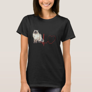 Camiseta Himalaia Cat Heartbeat EKG Engraçado Eu Amo Meu Ga