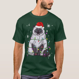 Camiseta Himalaia Cat Natal Luzes Natal Papais noeis de Gat