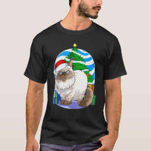 Camiseta Himalayan Cat Papai noel Decado de Árvore de Natal