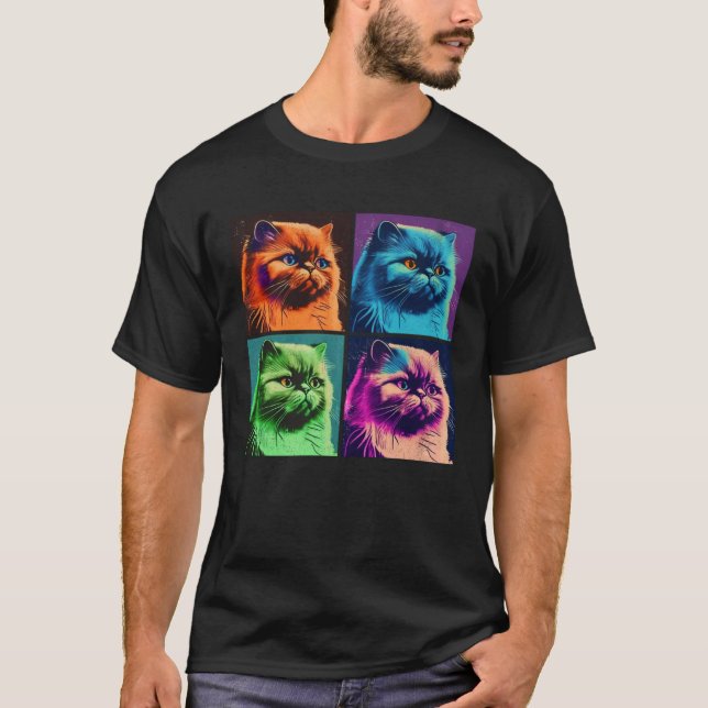 Camiseta Himalayan Cat Pop Illustration Colorful Animal (Frente)