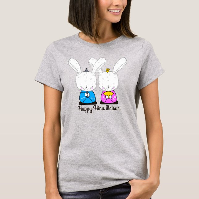 Camiseta Hinamatsuri Siamese White Bunnies Hina Ningyo (Frente)